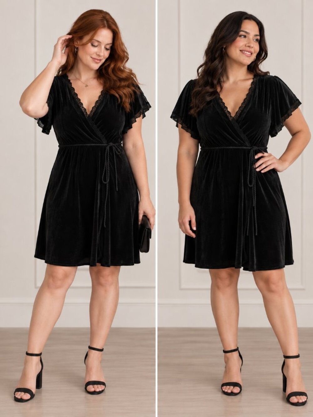 ONZE Montréal Black Velvet Lace Mini Dress L